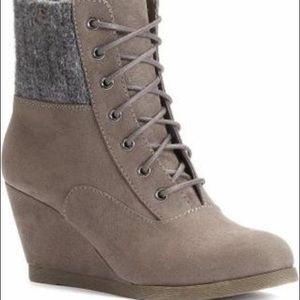 Gray Wedge Booties